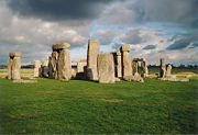 Stonehenge, a Neolithic and Bronze Age megalithic monument in Wiltshire, thought to have been erected c.2000–2500 BC.