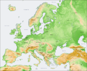 Relief map of Europe
