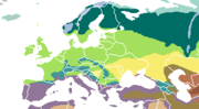 Biomes of Europe:       tundra       alpine tundra       taiga       montane forest       temperate broadleaf forest      mediterranean forest      temperate steppe      dry steppe