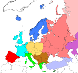 Regions of Europe according to CIA world factbook
