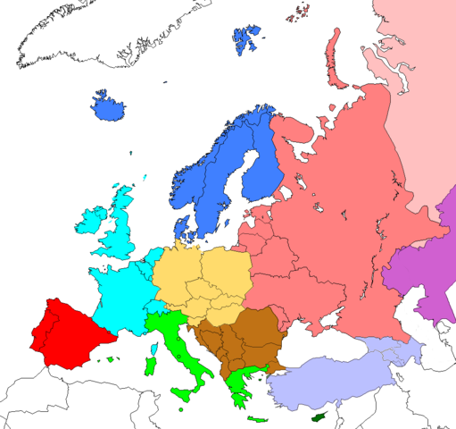 Image:Regions of Europe based on CIA world factbook.png