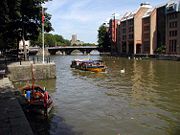 Bristol Bridge seen across the harbour.