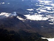 The volcano continuously steams as seen here in late 2007.