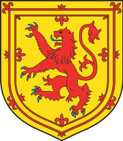 Lion rampant on the royal coat of arms of Scotland
