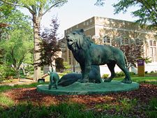 The lion is a popular symbol and mascot of high schools, colleges and universities throughout the United States. This statue is on the campus of the University of North Alabama.