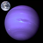 A size comparison of Neptune and Earth.