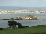 View of Plymouth Sound with Drake's Island in the centre