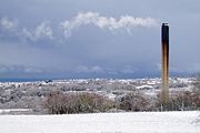 View of Derriford Hospital's incinerator chimney after a snowfall