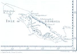 Map by James Cook (1777, South-Up)