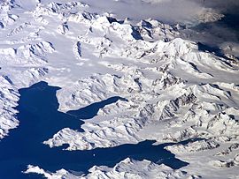 Central South Georgia: Cumberland Bay; Thatcher Peninsula with King Edward Cove (Grytviken); Allardyce Range with the summit Mt. Paget (NASA imagery).