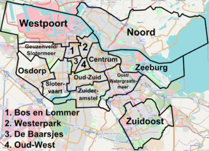 The 15 boroughs of Amsterdam