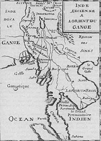 A map of 1715, incorrectly showing the Chao Praya river as a branch of the Mekong
