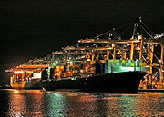 Containers being loaded at the docks