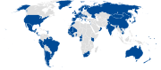 World map of International Whaling Commission (IWC) members/non-members(member countries in blue).