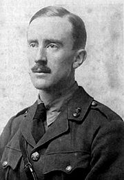 Tolkien in 1916, wearing his British Army uniform (from Carpenter's Biography)