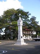 The famous clock tower in the centre of Victoria, capital of Seychelles.