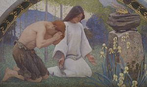 Detail from Religion, Charles Sprague Pearce (1896). Library of Congress Thomas Jefferson Building, Washington, D.C.