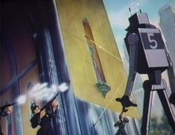 A typical robot before Asimov's Laws, seen in a Superman cartoon.