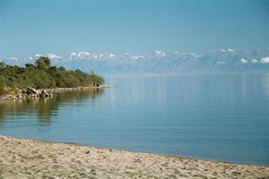 Southern shore of lake Issyk Kul