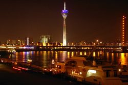 Rhine flowing through Düsseldorf, Germany.