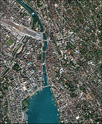 Satellite photo of central Zürich