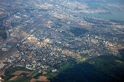 Aerial photo of central and western Zürich