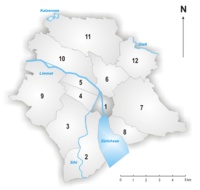 The location of District 1 within the city of Zürich.