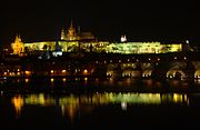Prague Castle at night.