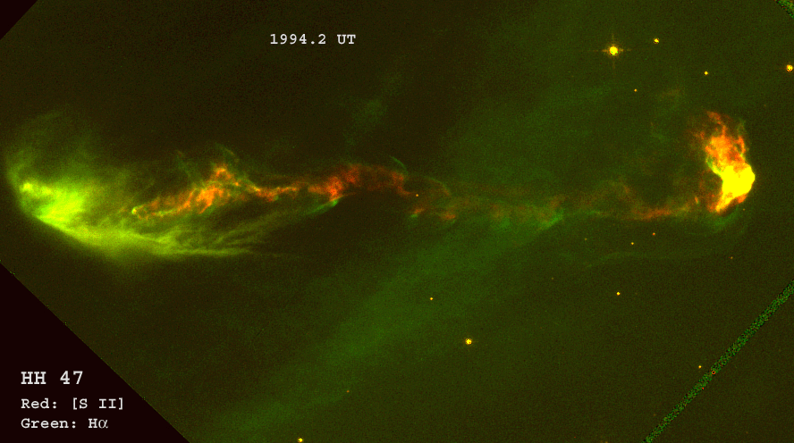 Images taken over five years reveal the motion of material in HH object HH47. view detail.
