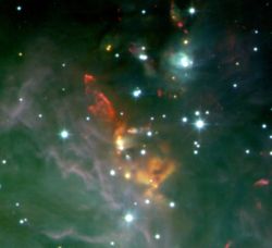 Infrared image of molecular bow shocks associated with bipolar outflows in Orion.  Credit: UKIRT/Joint Astronomy Centre