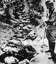 Hsuchow, China, 1938. A ditch full of the bodies of Chinese civilians, killed by Japanese soldiers.