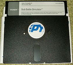 "Sub Battle Simulator" for the Tandy Color Computer 3 was released on a "flippy" disk
