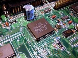 The pictured chip, codenamed Paula, controlled floppy access on all revisions of the Commodore Amiga as one of its many functions.