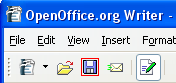 Screenshot of the toolbar in Openoffice.org, highlighting the Save icon, a floppy disk.