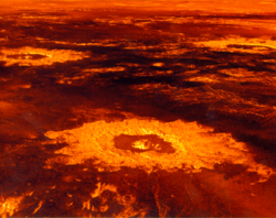 Impact craters on the surface of Venus (image reconstructed from radar data)