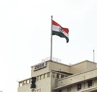 India's largest flag atop the Ministry building in Mumbai.