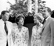 The Reagans meet with then-President Richard Nixon and First Lady Pat Nixon in July 1970