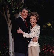 Ronald and Nancy Reagan in Los Angeles after leaving the White House, early 1990s