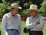 Reagan and Gorbachev relax at the Reagan ranch in California in 1992, a year after the fall of the Soviet Union