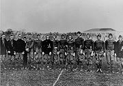 Part of the 1912 West Point football team. Cadet Eisenhower 2nd from left; Cadet Omar Bradley 2nd from right
