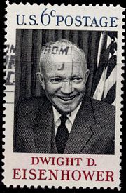 Stamp issued by the USPS in 1969 commemorating Dwight D. Eisenhower