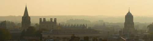 The Oxford skyline facing Christ Church to the south (Christ Church Cathedral on the left and Tom Tower on the right)