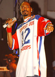 West Coast rapper Snoop Dogg performing for the US Navy