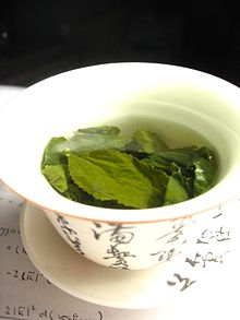 Tea leaves in a Chinese gaiwan.