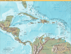 Map of Central America and the Caribbean