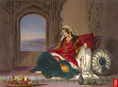 19th Century Lithograph of Begum Jan, known as "lady of rank" in Kandahar.