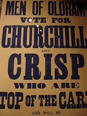 Churchill's election poster for the 1899 by-election in Oldham, which he lost.