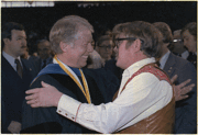 With his brother, Billy Carter, at the commencement ceremonies at Georgia Institute of Technology in Atlanta, February 20, 1979