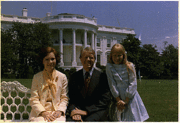 With Rosalynn Carter and Amy Carter on the south lawn in front of the White House, July 24, 1977