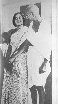 Indira and Mahatma Gandhi circa the 1930s